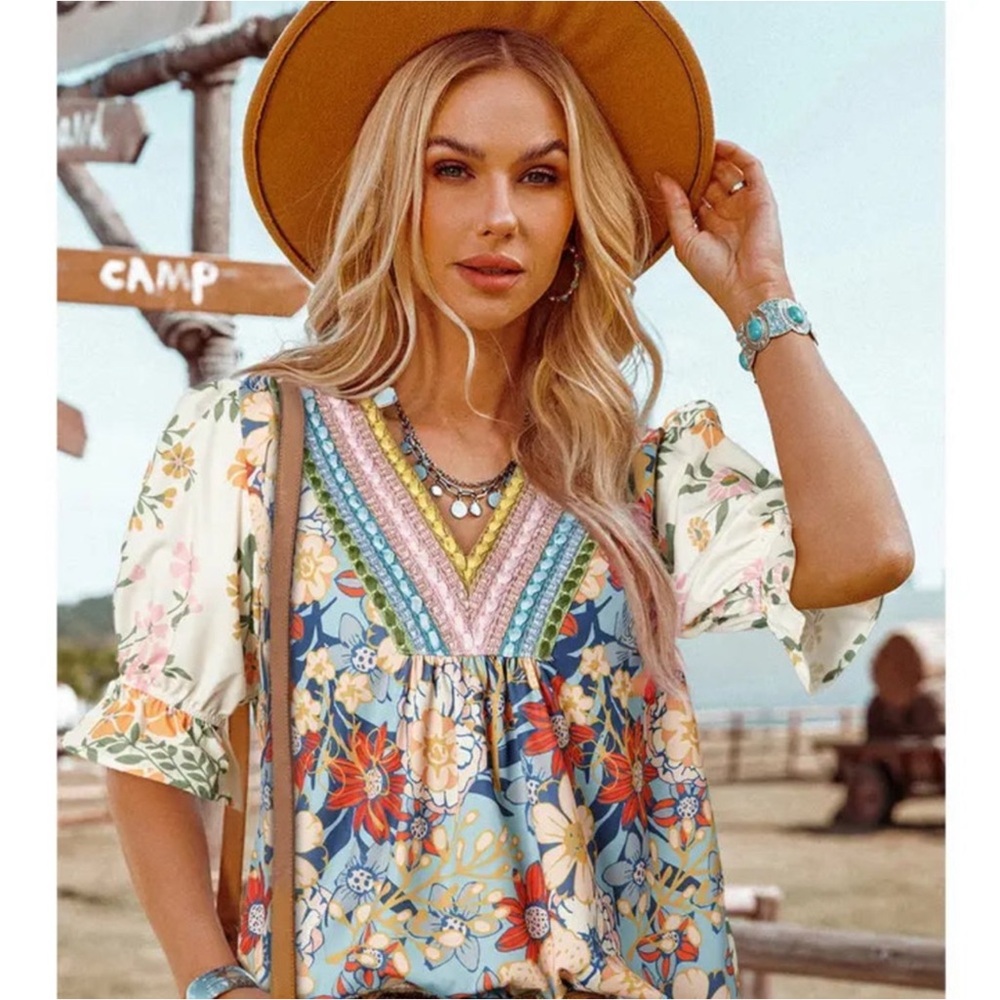 Floral Boho Top - Multicolor